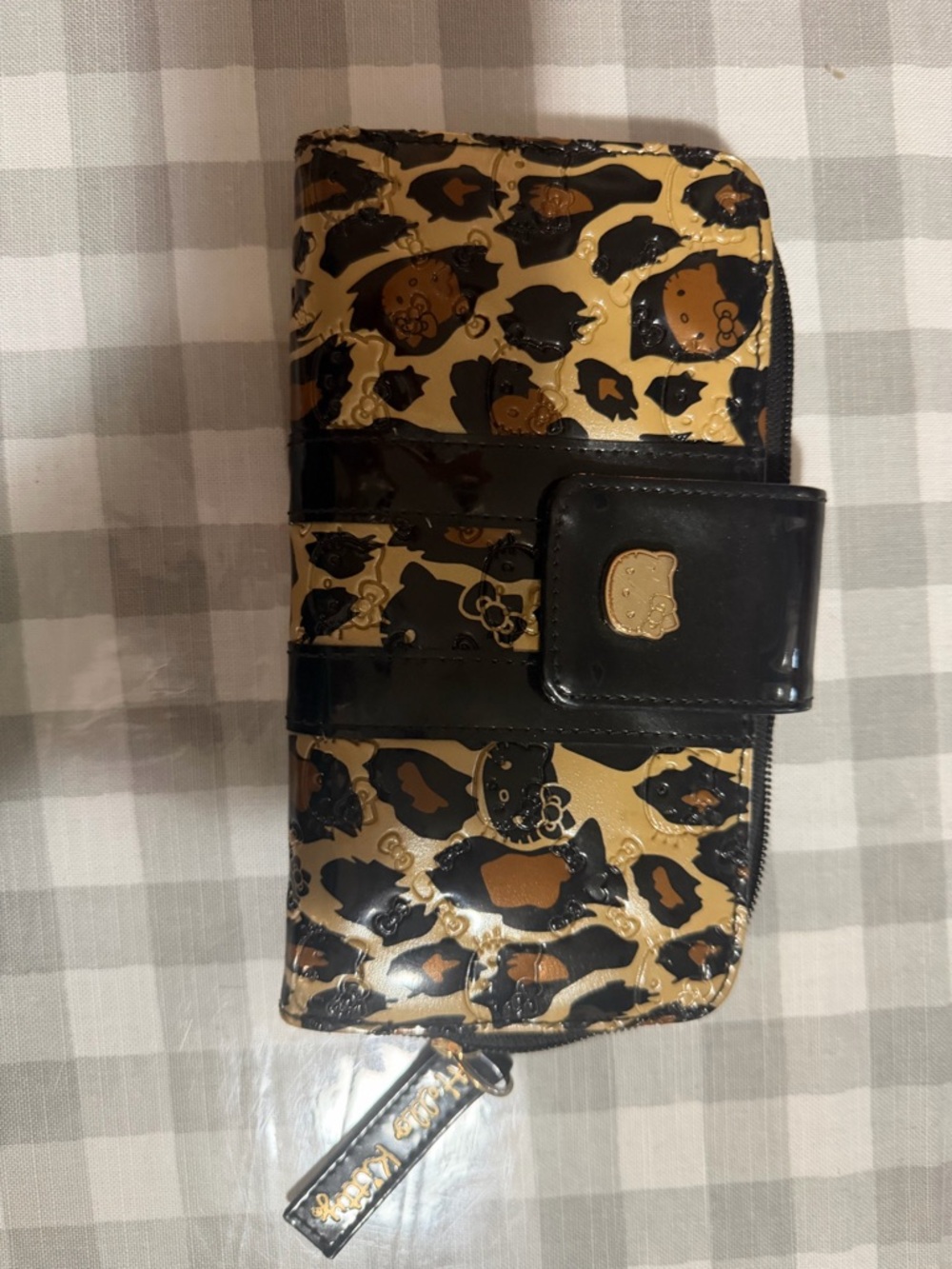 Loungefly Black and Tan Leopard Hello Kitty Zip Around Wallet